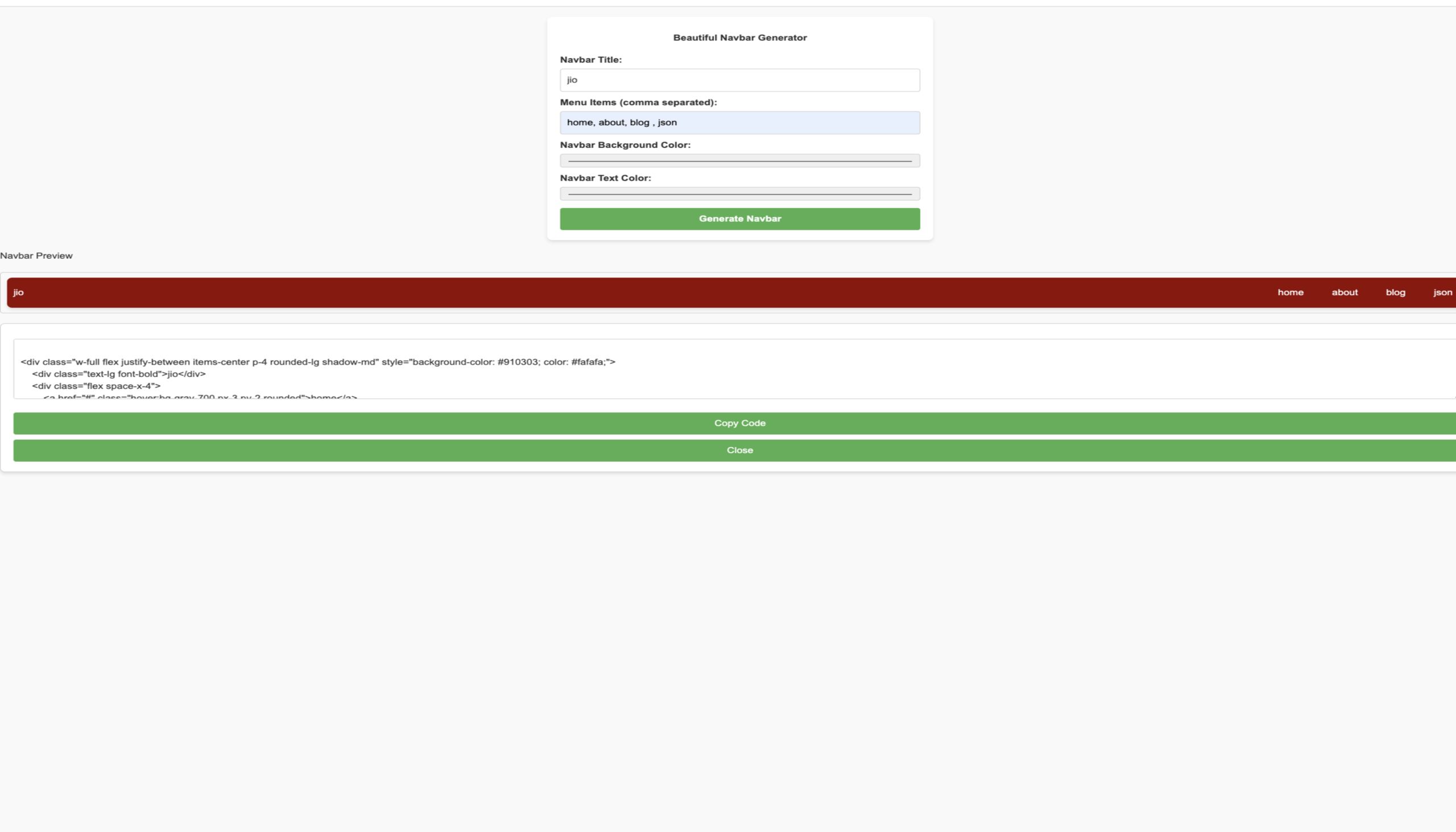 Navbar Generator